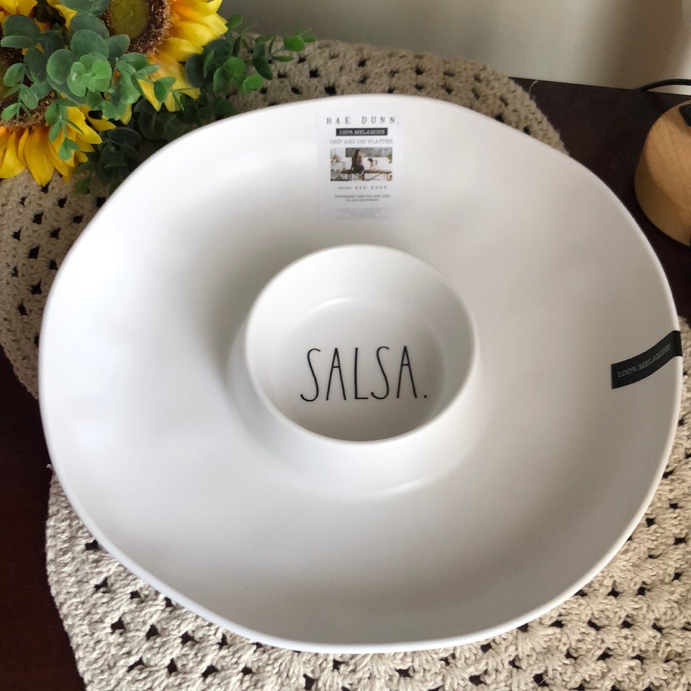 Rae Dunn White Chip & Dip Bowl with SALSA Lettering